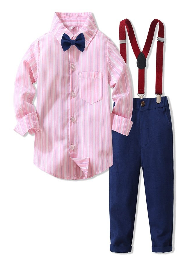 Kimocat Baby Boy Clothes Gentleman Clothing Suit for Newborn Baby Bow Tie Shirt + Suspender Trousers - Image 1