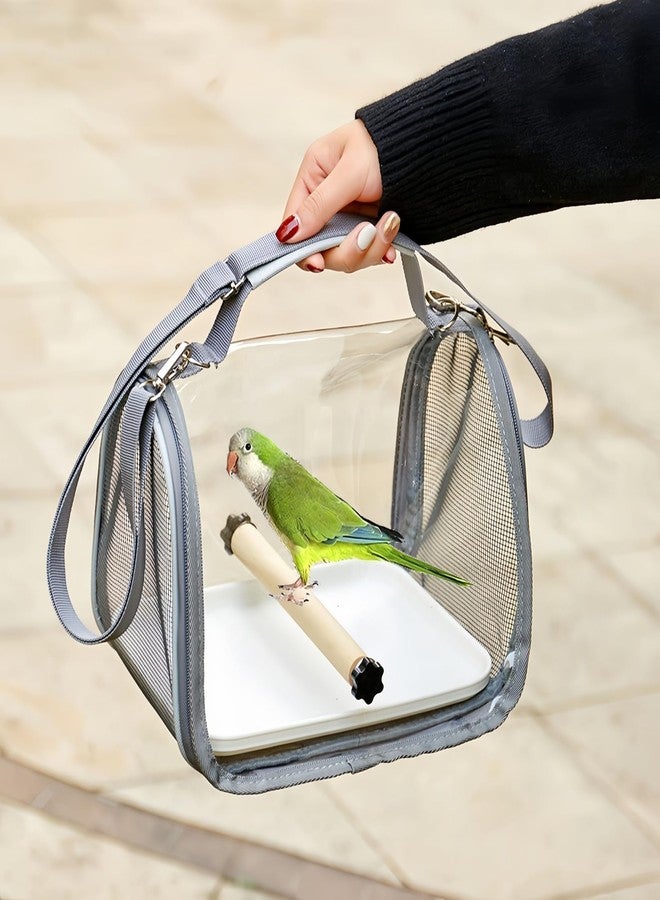 KINGVELLY Portable Small Bird Travel Cage Carrier, A Convenient Go Out Solution for Various Birds and Lizard, Featuring a Standing Perch and Comfortable Mat (with Tray). - Image 3