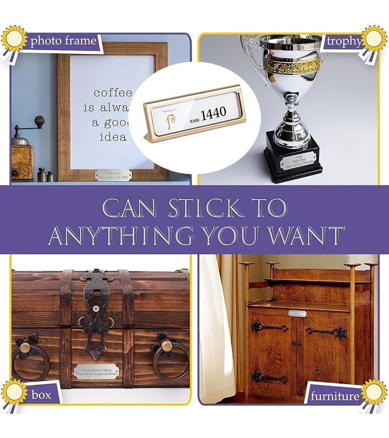 4 Pack Silvery Metal Price Tags Heavy Duty Golden Lettering Display - Image 3