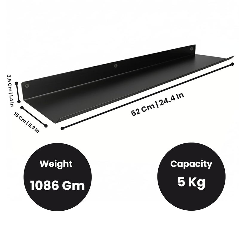 Djuize Metal Kitchen Shelf Rack|Metal Rack for Kitchen Storage|Organizer|Shelf|Vegetable Rack, Cupboard Shelf (Large Black 65cm) - Image 2