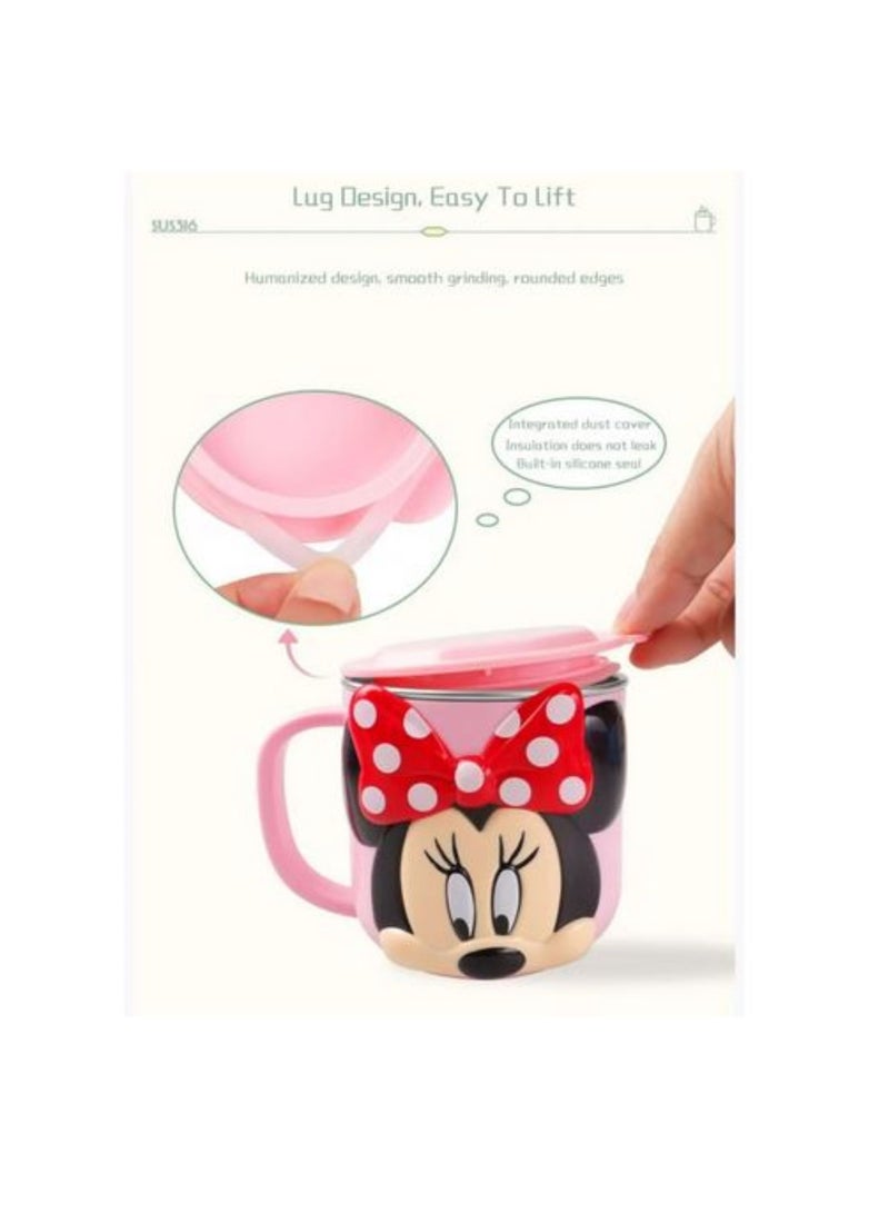 ديزني 3D كارتون للأطفال شرب كوب ماء كوب حليب ستانلس ستيل 300 مل (ميني ماوس) - Image 3