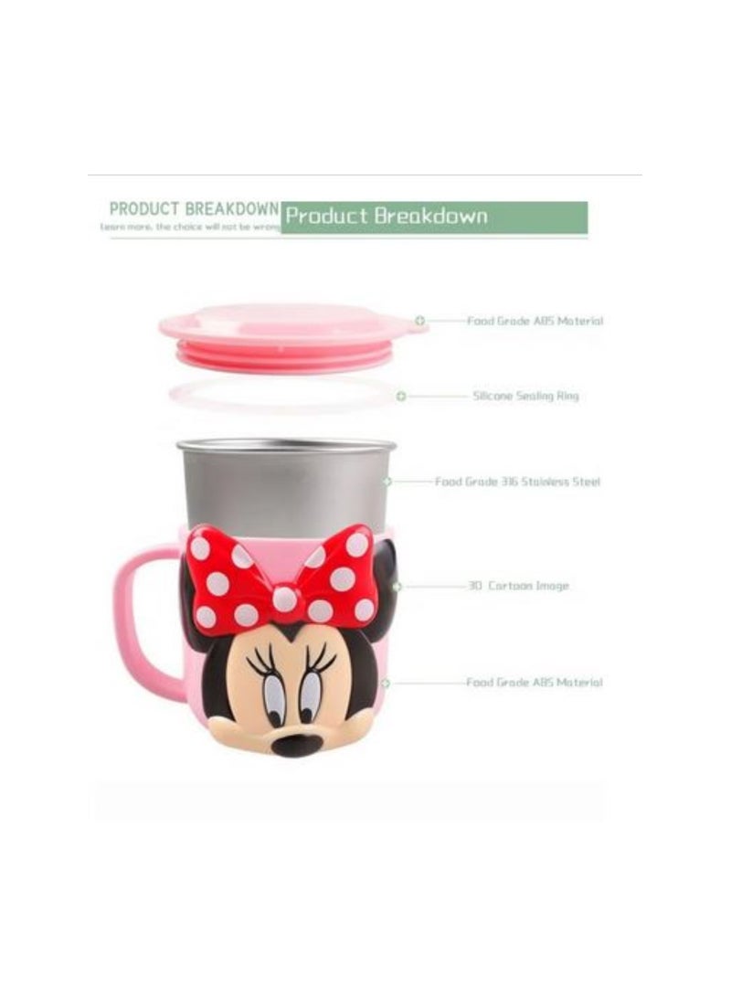 ديزني 3D كارتون للأطفال شرب كوب ماء كوب حليب ستانلس ستيل 300 مل (ميني ماوس) - Image 5