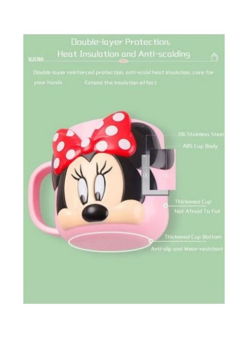 ديزني 3D كارتون للأطفال شرب كوب ماء كوب حليب ستانلس ستيل 300 مل (ميني ماوس) - Image 4