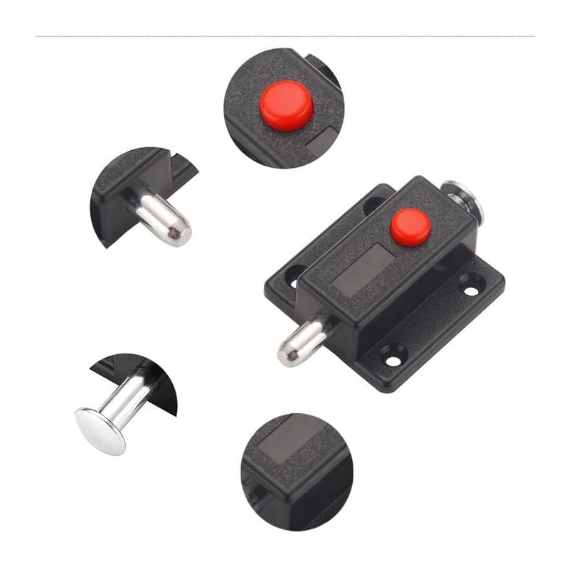 HEVASNEK 5 PCS Sliding Locks Automatic Door Bolt with Red Push Button Enhance Home Safety Door Latch for DoorsCabinetsWindows Drawers Push Security Latches for Furniture Hardware Accessories - Image 3