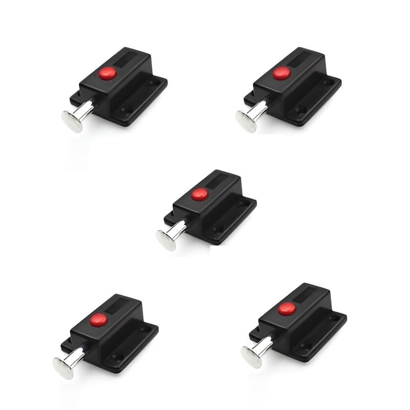 HEVASNEK 5 PCS Sliding Locks Automatic Door Bolt with Red Push Button Enhance Home Safety Door Latch for DoorsCabinetsWindows Drawers Push Security Latches for Furniture Hardware Accessories - Image 1