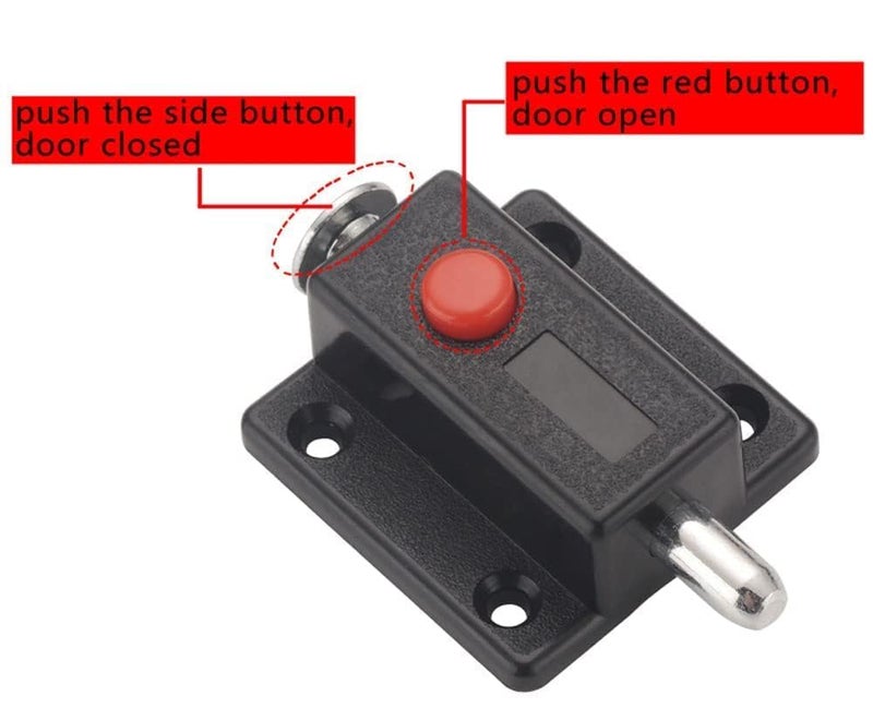HEVASNEK 5 PCS Sliding Locks Automatic Door Bolt with Red Push Button Enhance Home Safety Door Latch for DoorsCabinetsWindows Drawers Push Security Latches for Furniture Hardware Accessories - Image 4