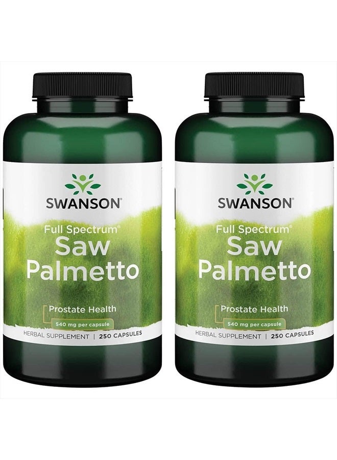 SWANSON Saw Palmetto - Herbal Supplement Promoting Male Prostate Health Support - Natural Hair Supplement & Urinary Health Support (540 mg 250 Capsules) 2 Pack - Image 1