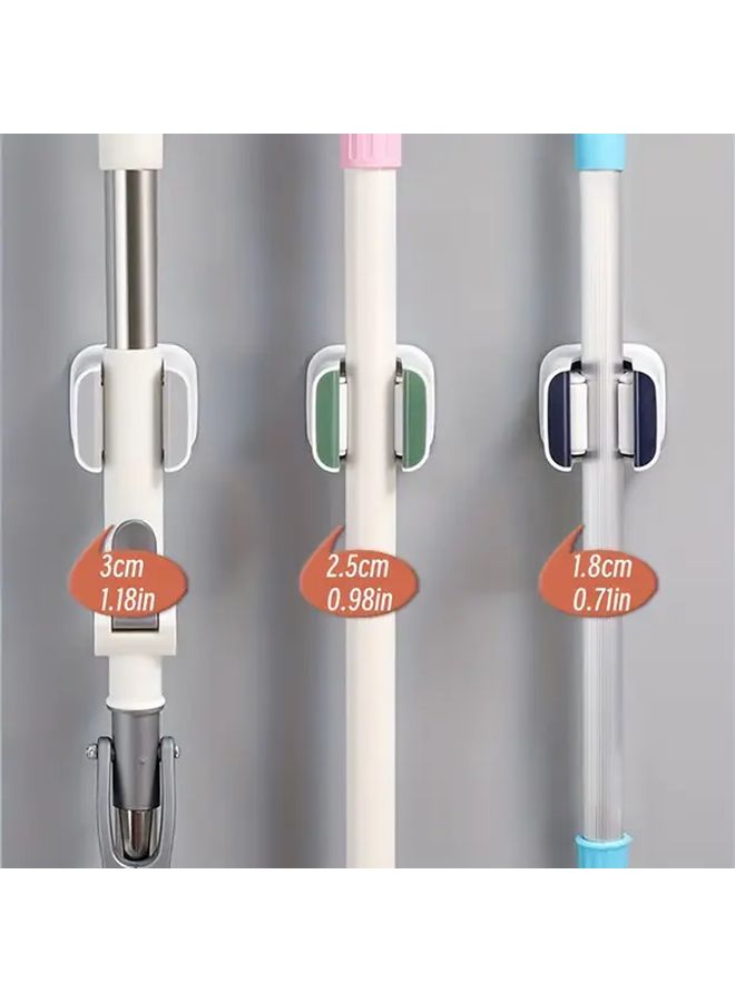 Gray Wall Mounted Broom Holder No Drill Mop Storage Rack For Home - Image 5