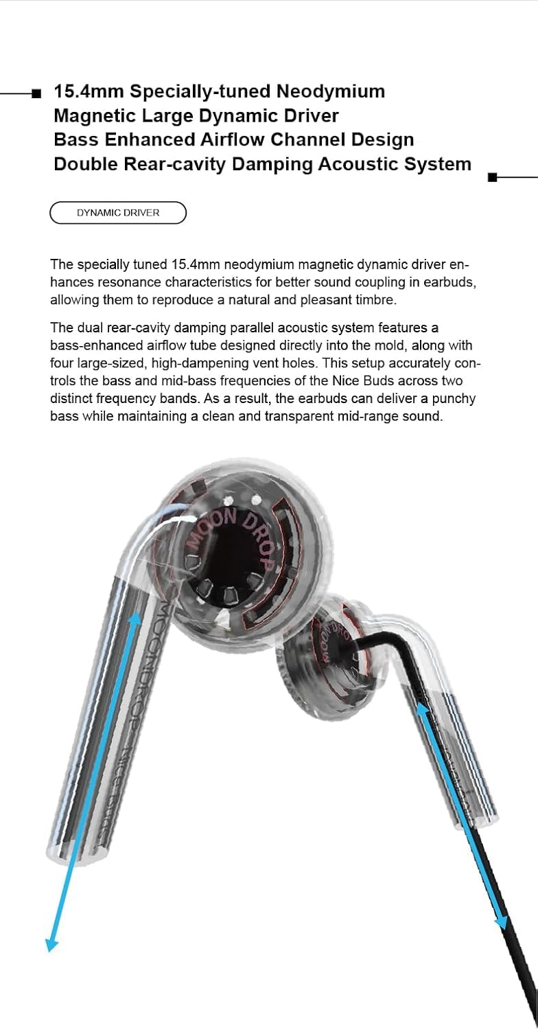 Moondrop Nice Buds Flat-Headed Earbuds with 3.5mm Stereo Plug (Black Transparent with Mic) - Image 4