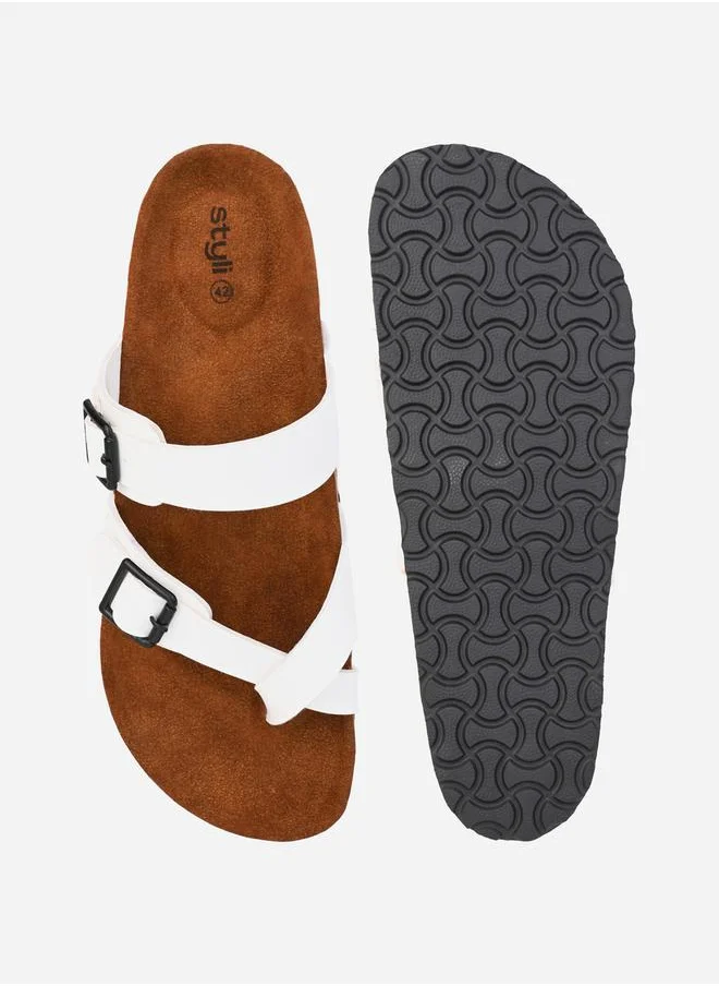 Styli Toe Loop Buckle Double Strap Sandal