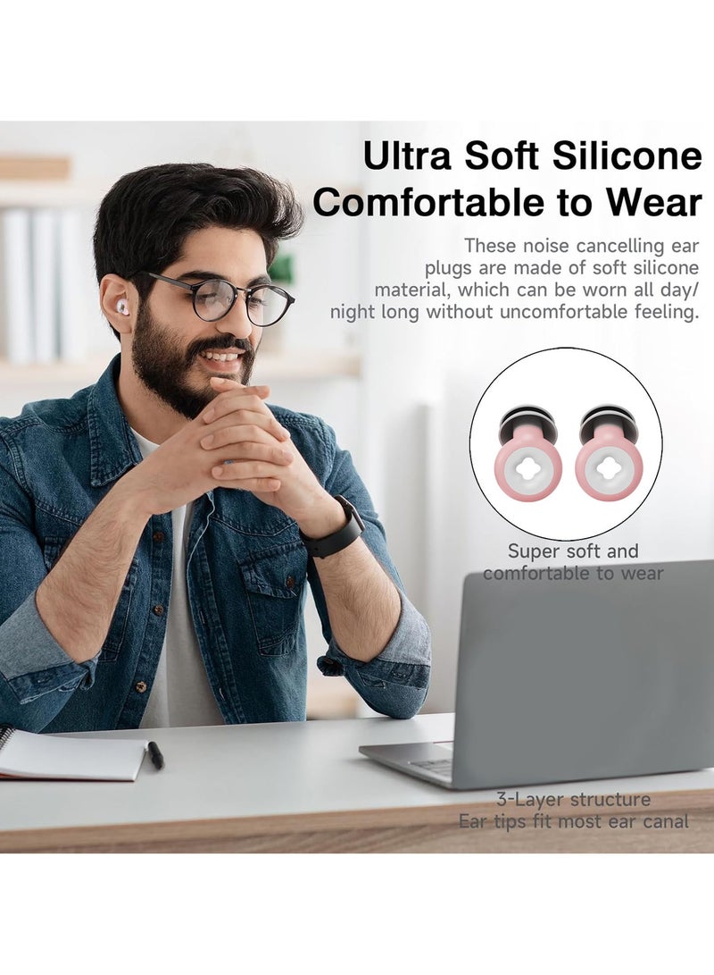 Silicone Noise Reducing Earplugs, Reusable Sleep Ear Plugs with Replaceable Earplugs and Storage Case, Suitable for Sleeping, Studying, Travelling, Work, Concerts and Noisy Environments - Image 3