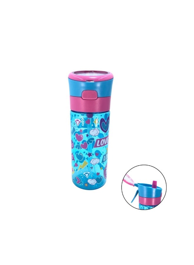 i-kola LOVE BLUE 480 ML Kids Water Bottle for School | BPA-Free Stainless Steel Water Bottle for Boys & Girls | Leakproof, Unbreakable, Easy to Drink, Quick Open Lock(TS-9218 A 2) - Image 1