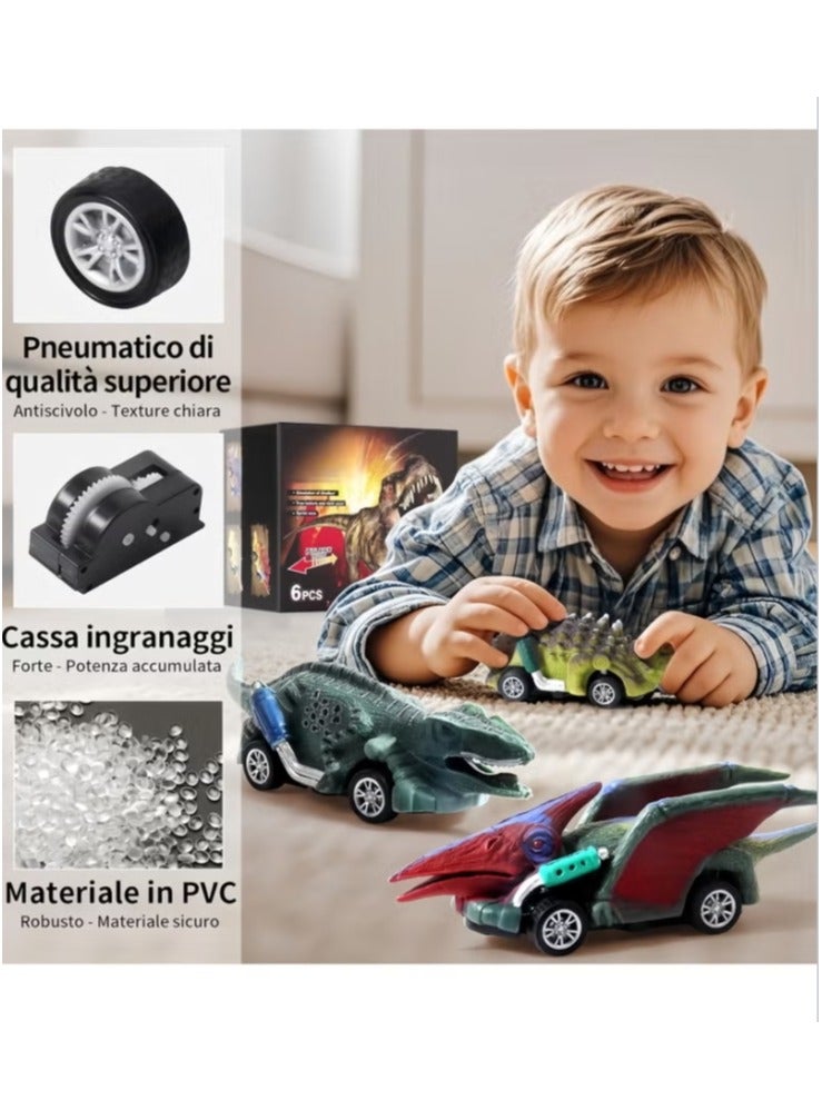 6PCS Simulation Dinosaur Toy Power Car - Image 3