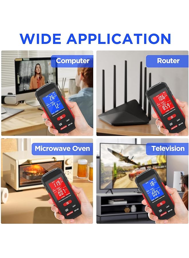 KASTWAVE Emf Meter, Portable Digital Radiation Detector, Handheld Emf Detector For Home/Outdoor, Electric/Magnetic Field/Ghost Detector - Led Light & Sound Alarm Black (1-1999V/M, 0.01-99.99Μt) - Image 5