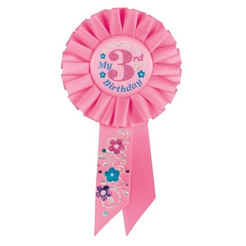 Beistle My 3rd Birthday Rosette in Pink