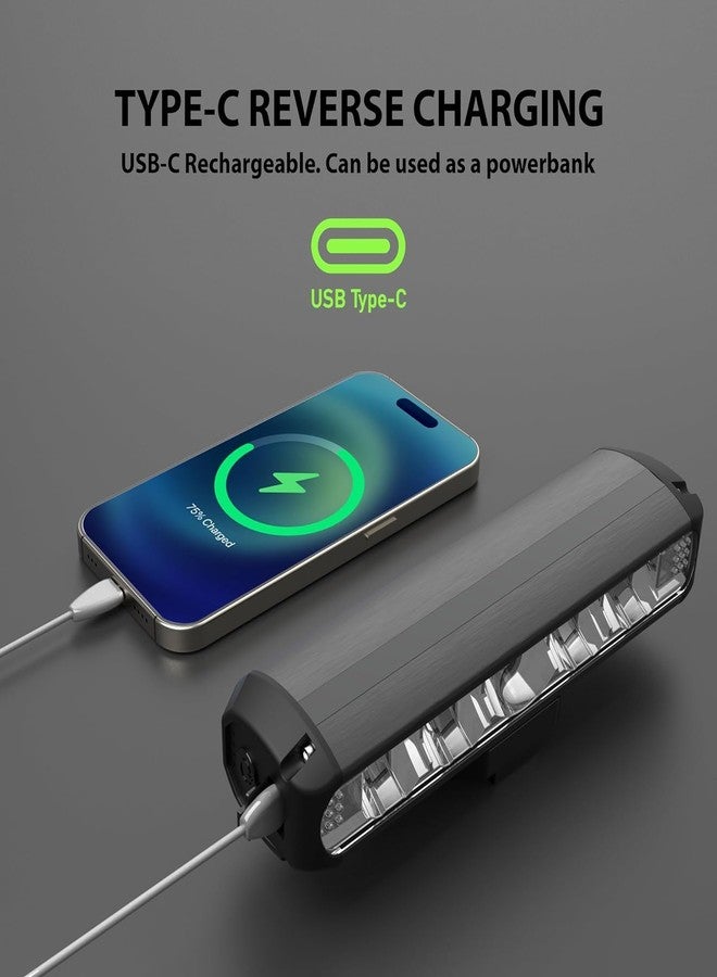 TCKW مصباح دراجة فائق السطوع من TCKW، بقوة 1800 لومن، قابل لإعادة الشحن عبر منفذ USB، بأربعة أوضاع إضاءة، مصنوع من سبائك الألومنيوم، مقاوم للماء. - Image 2