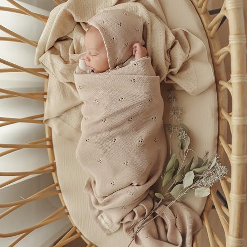 Bleu La La Luxury Organic Cotton Pointelle Baby Blanket (Powder Blue) - Image 4