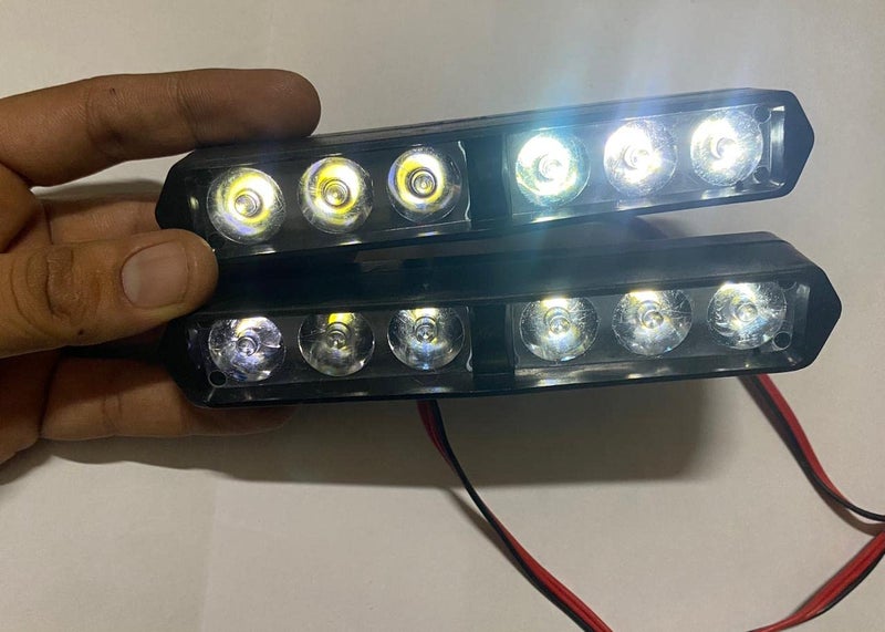 AUTO MT UNIVERSAL 2PC/SET BIKE CAR TRUCK LED WHITE ONLY Light 6 LED Bar 36W Bright Emergency Strobe Lights WHITE Color With Flashing Blinking Waterproof - Image 3