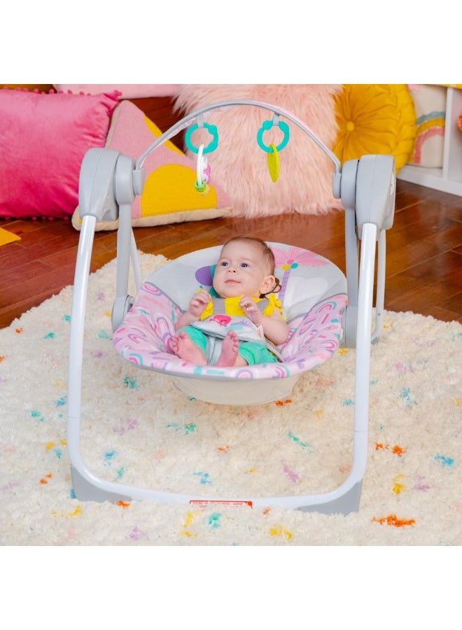 Bright Starts - Pink Paradise Portable Baby Swing with Music – 0 to 9 M - Image 2