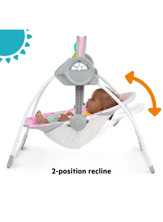 Bright Starts - Pink Paradise Portable Baby Swing with Music – 0 to 9 M - Image 5