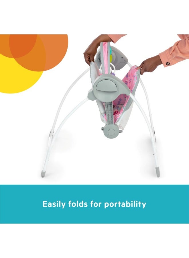 Bright Starts - Pink Paradise Portable Baby Swing with Music – 0 to 9 M - Image 4