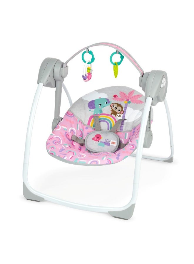 Bright Starts - Pink Paradise Portable Baby Swing with Music – 0 to 9 M - Image 1