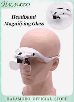 HALAMODO Headband Magnifying Glass of USB Charging Hands Free Head Magnifier with LED Light Professional Jeweler's Loupe Light  - Image 1