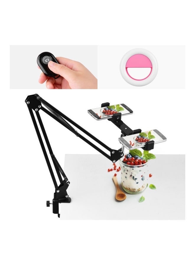 NIBEMINENT 7-Piece Scissor Arm Metal Phone Stand Kit Black/Pink - Image 4