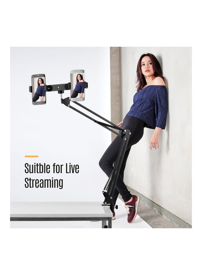 NIBEMINENT 7-Piece Scissor Arm Metal Phone Stand Kit Black/Pink - Image 5