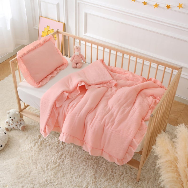 CLoucl 100% Cotton Muslin Crib Comforter/Quilt,Ultra Soft Cozy Reversible Baby Blanket,All Season Toddler Blankets for Boys and Girls, Machine Washable,41"x48" - Image 2