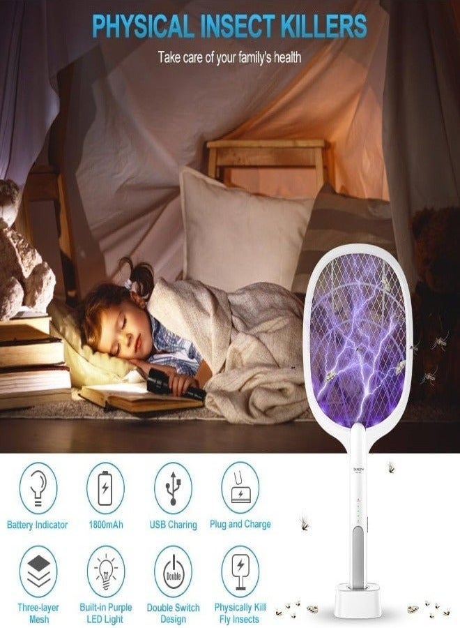 HAVEN 3500V USB Rechargeable Electric Fly Swatter with Charging Base, LED Light Bug Zapper for Home & Outdoor Use, Mosquitoes, Flies, Bees & Moths Killer - Image 5