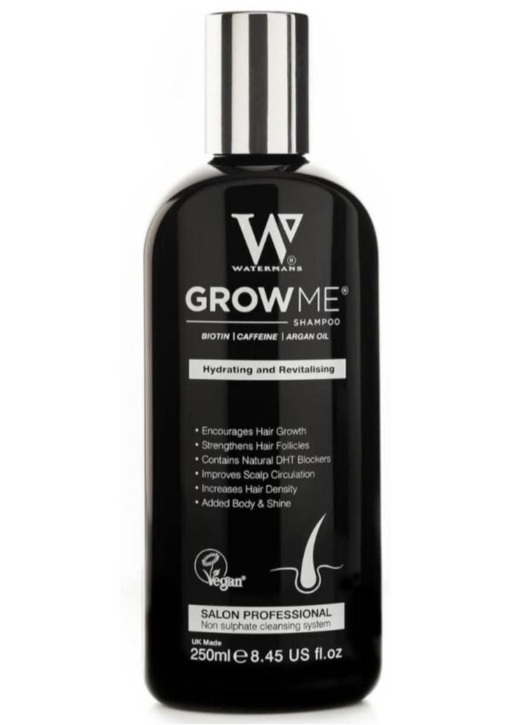 Waterman's Shampoo Enriched with Biotin, Caffeine and Argan Oil to Moisturize and Revitalize Hair, 250 ml