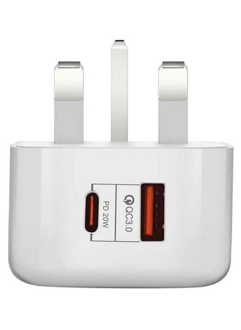 20W USB Type C PD 3.0 Wall Charger Power Adapter with USB C Plug Fast Charging for Phones and 1M Cable for iPhone 12