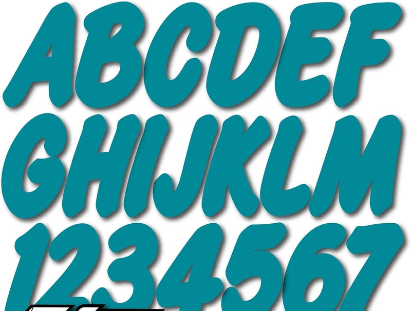 Stiffie Whip-One Aqua 3" Alpha-Numeric Registration Identification Numbers Stickers Decals for Boats & Personal Watercraft - Image 1