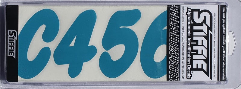 Stiffie Whip-One Aqua 3" Alpha-Numeric Registration Identification Numbers Stickers Decals for Boats & Personal Watercraft - Image 3