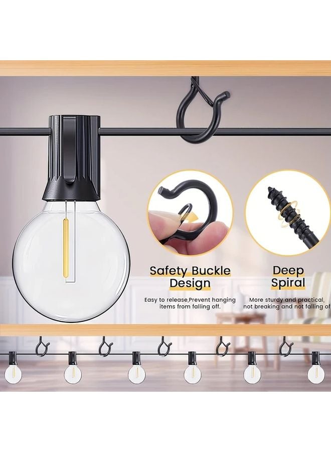 20 Pcs Black Q Shaped Metal Hooks With Safety Buckles For Outdoor String Lights Plants - Image 5