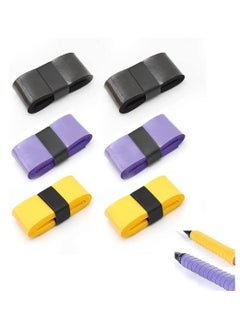 6 Pcs Racket Grip Tape - Tennis, Badminton & Bicycle Handle, 3 Colors, Strong Sweat Absorption & Anti-Slip for Squash Racket