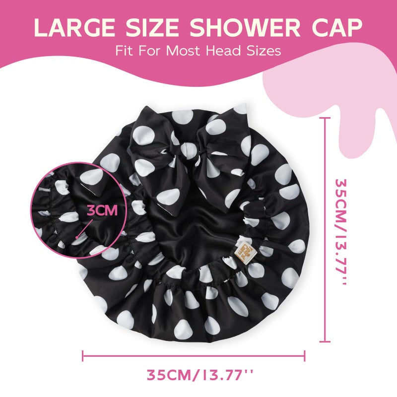 Years Calm Luxury Shower Cap For Women Reusable Waterproof, Detachable Bowknot & Satin Lined, Flexi and Washable Bath Cap for Long Hair/Braids Fit Spa, Travel, Shower - Image 3