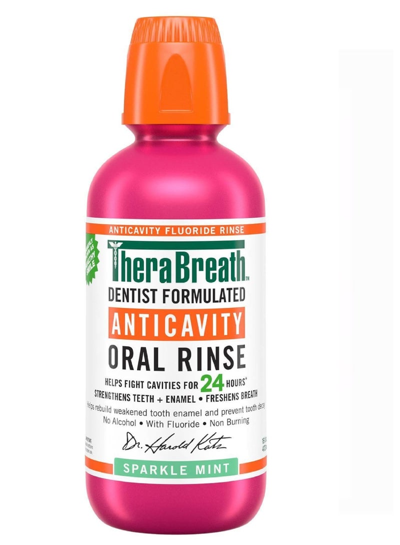 Therabreath غسول فم THERA BREATH 24 ساعة. نعناع متلألئ 473 مل