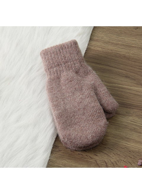 Cute Double-Layer Wool Gloves for Couples Bean paste