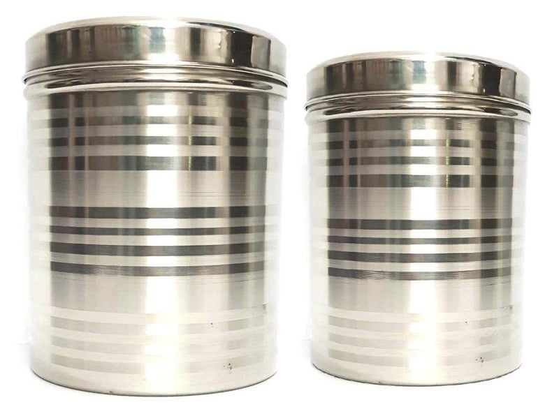 RJ kitchenware Store Steel Storage Box - 2kg, 3 kg, 2 Pieces, Silver (Rajlakshmi's) Stainless Steel Container/Box/Dabba Set with lid, Kothi Set 2 - Image 1