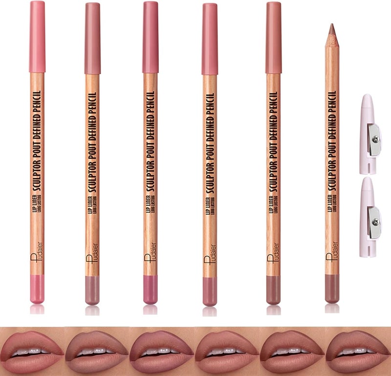 6 Colors Matte Lip Liner Set High Pigmented Silky Smooth Lip Liner Pencil Waterproof Long Lasting Lip Contour Lipliner Set A 6 PCS