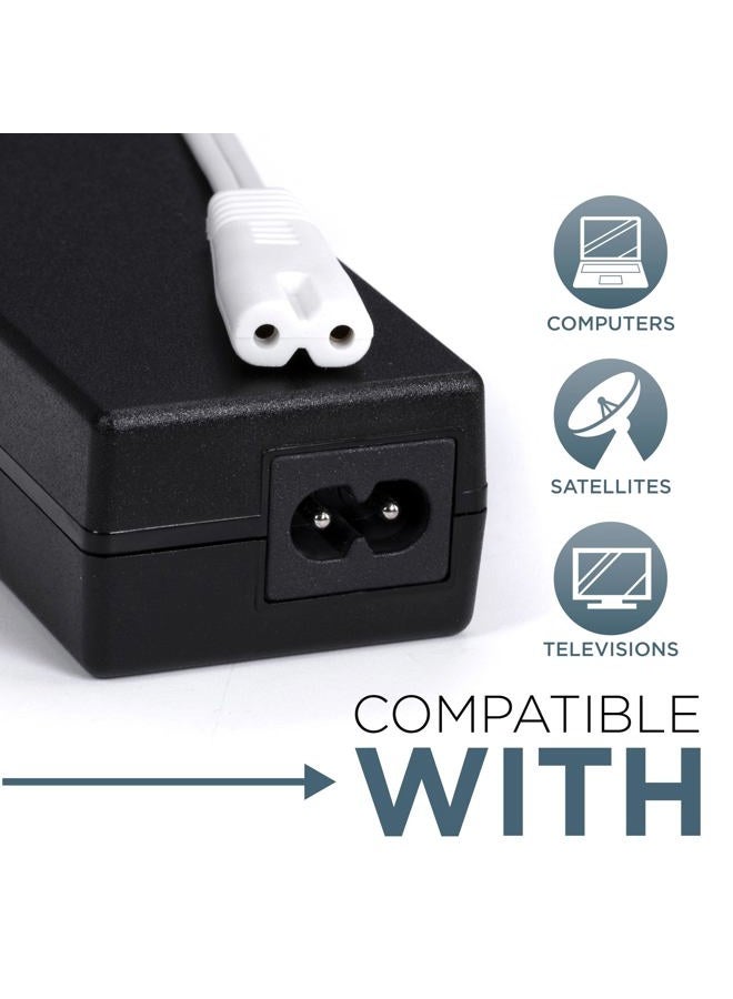 THE CIMPLE CO Figure 8 Power Cord (2 Prong) with Premium Quality Copper Wire Core - Non Polarized for Satellite CATV Game & Sony - NEMA 1-15P to C7 / IEC 320 - UL Listed - White 10ft Power Cable - Image 3