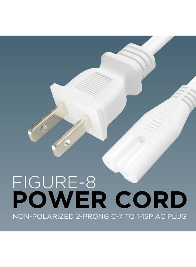 THE CIMPLE CO Figure 8 Power Cord (2 Prong) with Premium Quality Copper Wire Core - Non Polarized for Satellite CATV Game & Sony - NEMA 1-15P to C7 / IEC 320 - UL Listed - White 10ft Power Cable - Image 2