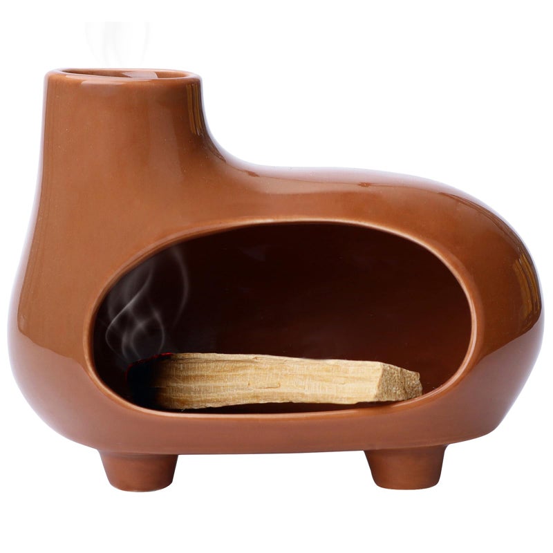 MEADAY Terracotta Palo Santo Burner Chimney Sage Stick Holder for Burning Ceramic Smudge Bowl for Energy Clearing and Meditation Space (Terracotta) - Image 1