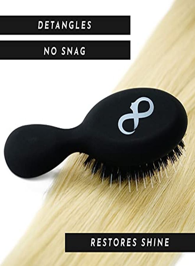 EVERLONG R Bristle Brush By Everlong Hair, Boar & Nylon Bristles Adds Shine & Promote Hair Growth, Scalp Massage & Detangling, Safe For All Hair Types Extensions & Wigs, W/ Matte Black Ergonomic Handle - Image 3