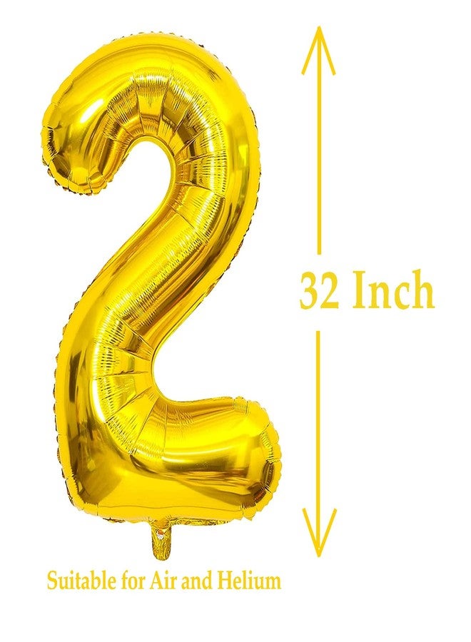 AMFIN® 32 inch 2 Number Foil Balloon, Birthday Decoration Items [Helium Supported] - Gold - Image 2