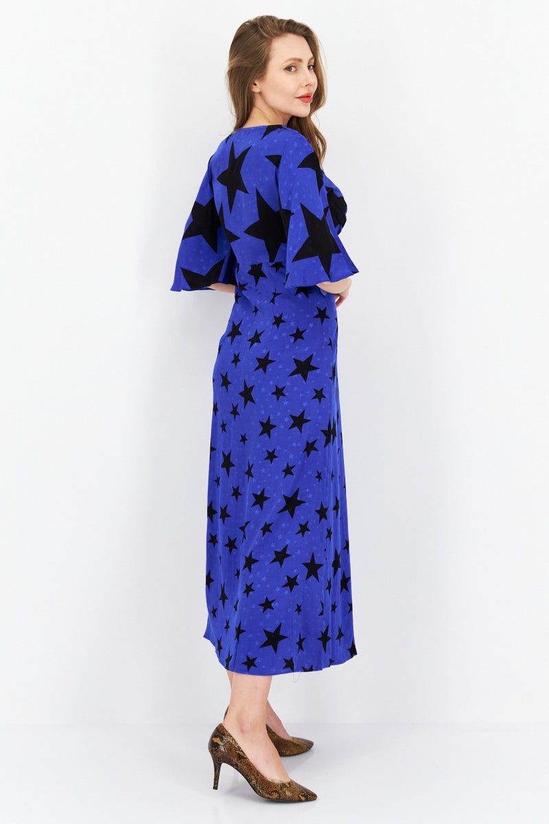 TOPSHOP Women Allover Print Maxi Dress, Blue - Image 3