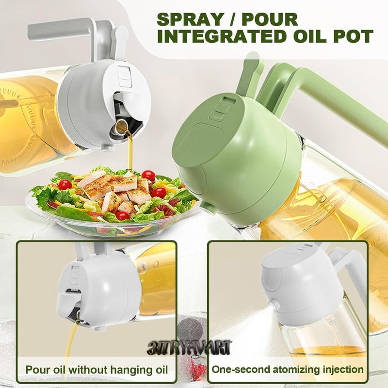 ARYAVART Oil Sprayer for Cooking 2 in 1 Olive Oil Dispenser Bottle Kitchen 16oz470ml Premium Glass Oil Bottle Foodgrade Oil Mister for Air Fryer Salad Frying 2 in 1 - Image 2