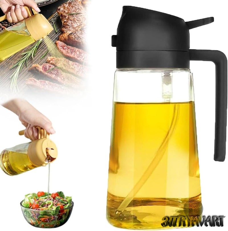ARYAVART Oil Sprayer for Cooking 2 in 1 Olive Oil Dispenser Bottle Kitchen 16oz470ml Premium Glass Oil Bottle Foodgrade Oil Mister for Air Fryer Salad Frying 2 in 1 - Image 1
